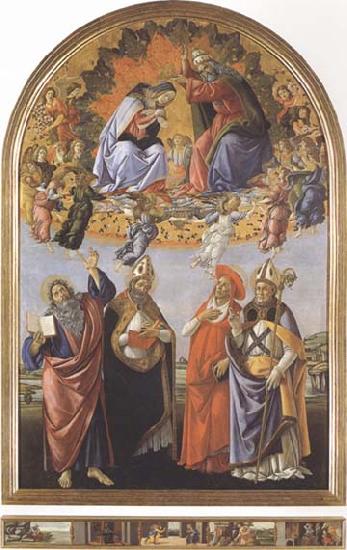 Sandro Botticelli Coronation of the Virgin,with Sts john the Evangelist,Augustine,Jerome and Eligius or San Marco Altarpiece Germany oil painting art
